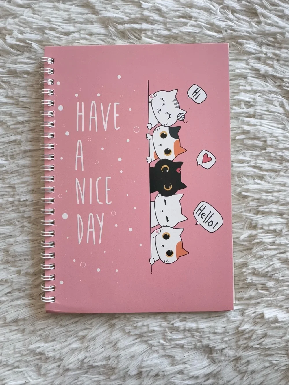 Have a nice day cat lovers pink spiral A5 notebook